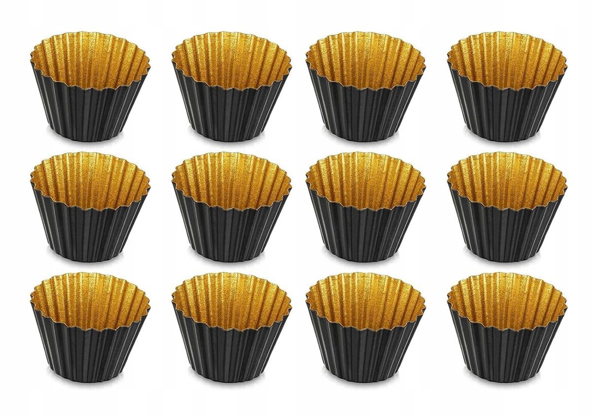 STUDIO-PAKA Set van 12 Vintage Metalen Theelichthouders Goud-Zwart