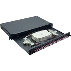 Helos LWL 19" Spleissbox 24 x LC Duplex OM4, spleissfertig, schwarz, Server Zubehör, Schwarz
