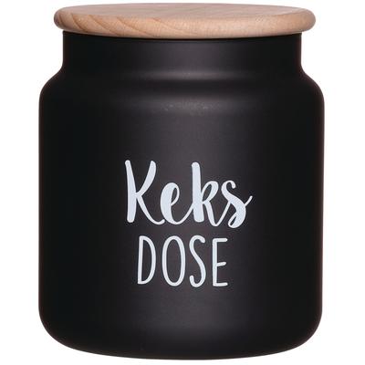 Keksdose RITZENHOFF & BREKER "Svart", schwarz, H:13cm Ø:12cm, Glas, Lebensmittelaufbewahrungsbehälter, mit Buchenholz-Deckel