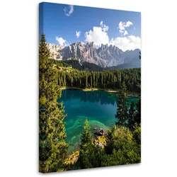 LEINWANDBILD Landschaft See Berge Wald Natur 40x60cm