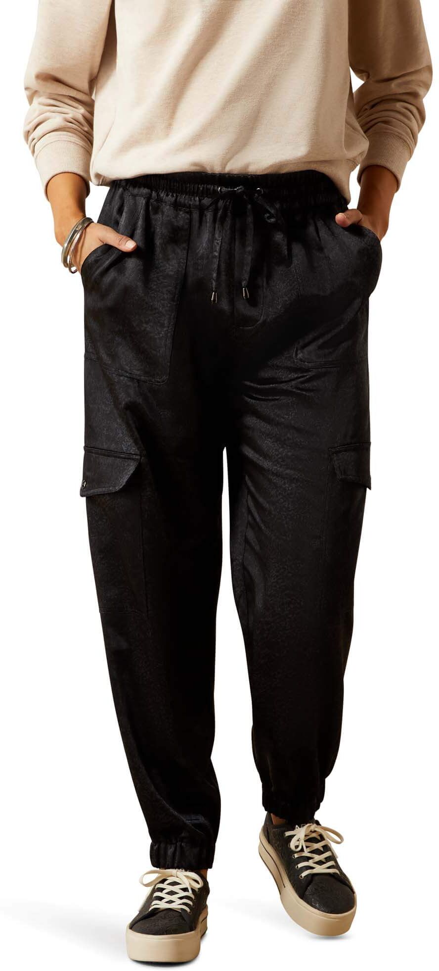 Women's Silky Cargo Pants in Black, Size: Small Regular by Ariat
