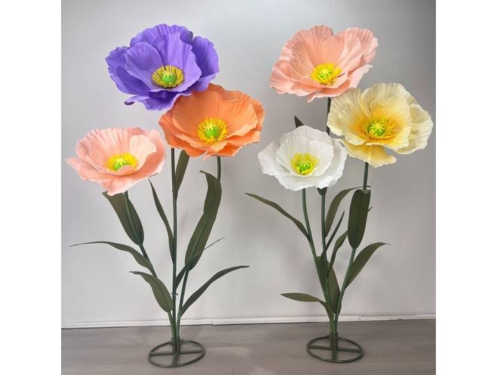 Fleurs artificielles géantes 175cm, décoration de mariage, fournitures de fête de coquelicot, aménagement de scène, fleurs de guidage de route de mariage, décoration de maison