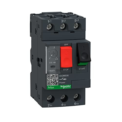 Schneider Electric GV2ME08 Tesys motorbeveiligingsschakelaar, 3p, 2,5-4A, B/D/H: 4,5 x 8,9 x 7,82 cm