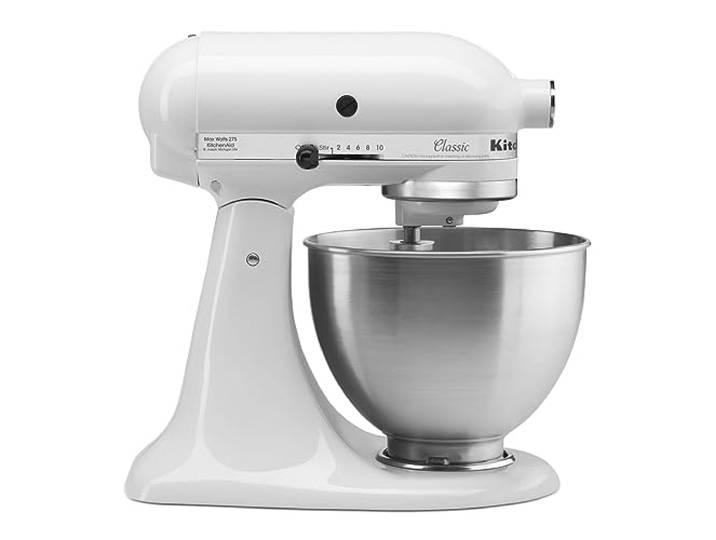 KitchenAid Classic Küchenmaschine K45 weiß 4,3L 5K45SSEWH, 275W/230V Kapazität: 4,3L Edelstahlschüssel weiß, J400
