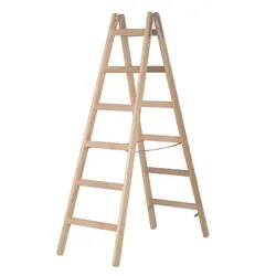 Doppelleiter Hymer Holz-Sprossenstehleiter 2x6 Sprossen Holz-Malerleiter für den Handwerker, beidseitig begehbar