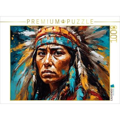 CALVENDO Puzzle Junge amerikanische Ureinwohnerin mit Kopfschmuck | 1000 Teile Lege-Größe 64x48cm Foto-Puzzle für glückliche Stunden