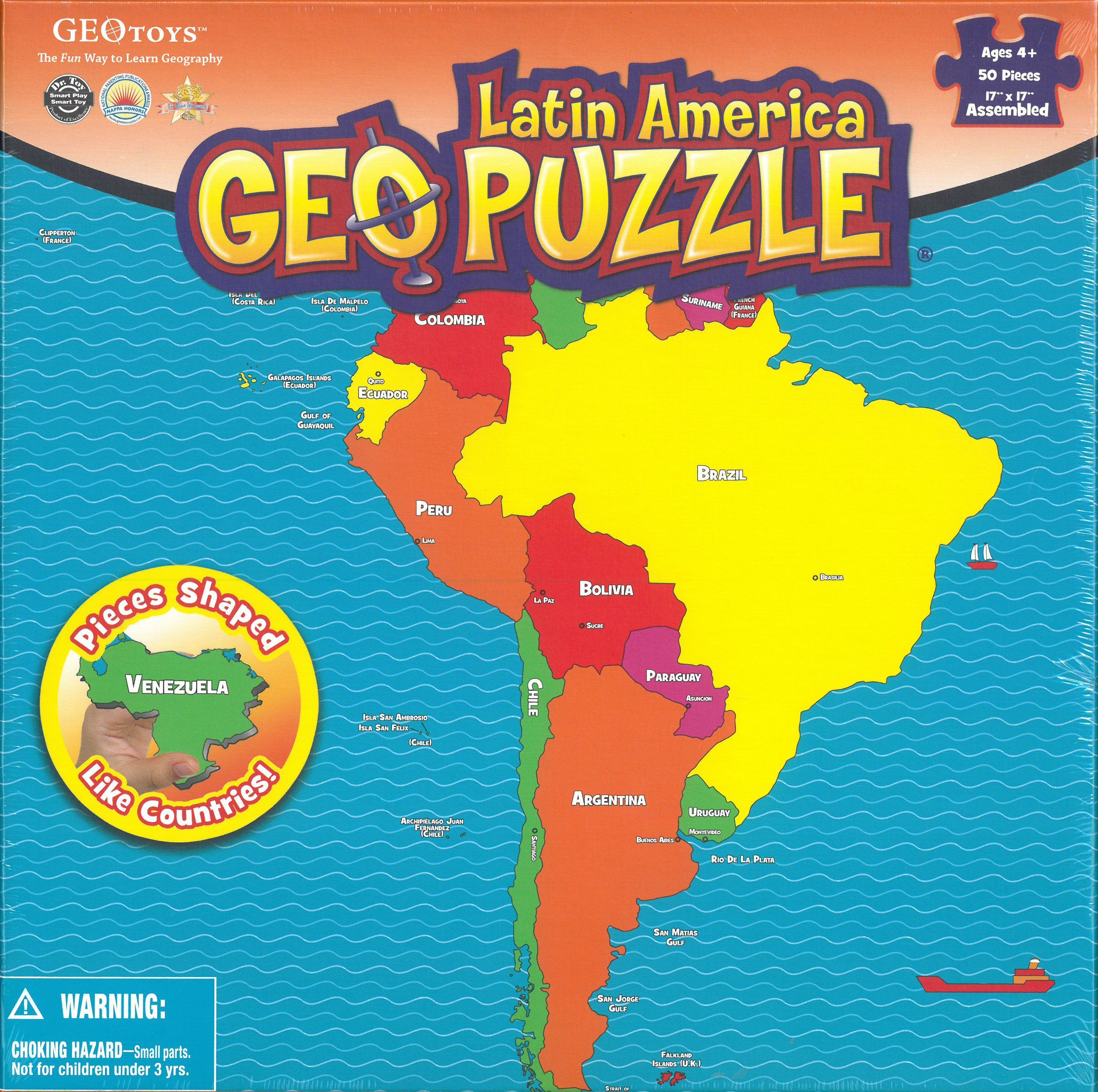 Puzzle géographique (en anglais)- Amérique Latine (50 pièces) pour enfants 4 ans et +   Geotoys