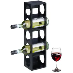 Relaxdays Bambus Weinregal in Schwarz Schwarz