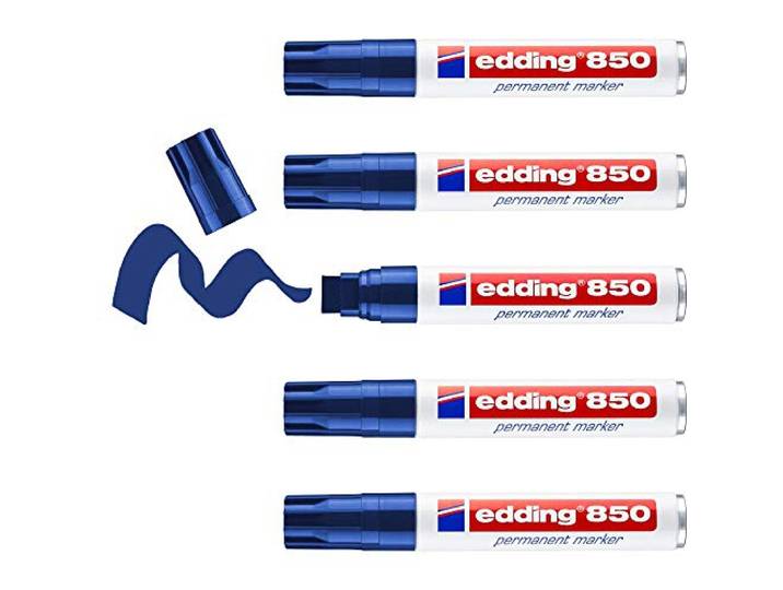 edding 850 permanente marker – blauw – 5 stuks – schuine punt 5-15 mm