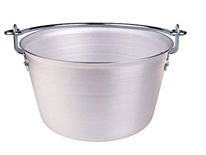 Pentole Agnelli Topf für Polenta, aus Aluminium, Griff aus Edelstahl, silberfarben 50 Litri Silber/schwarz