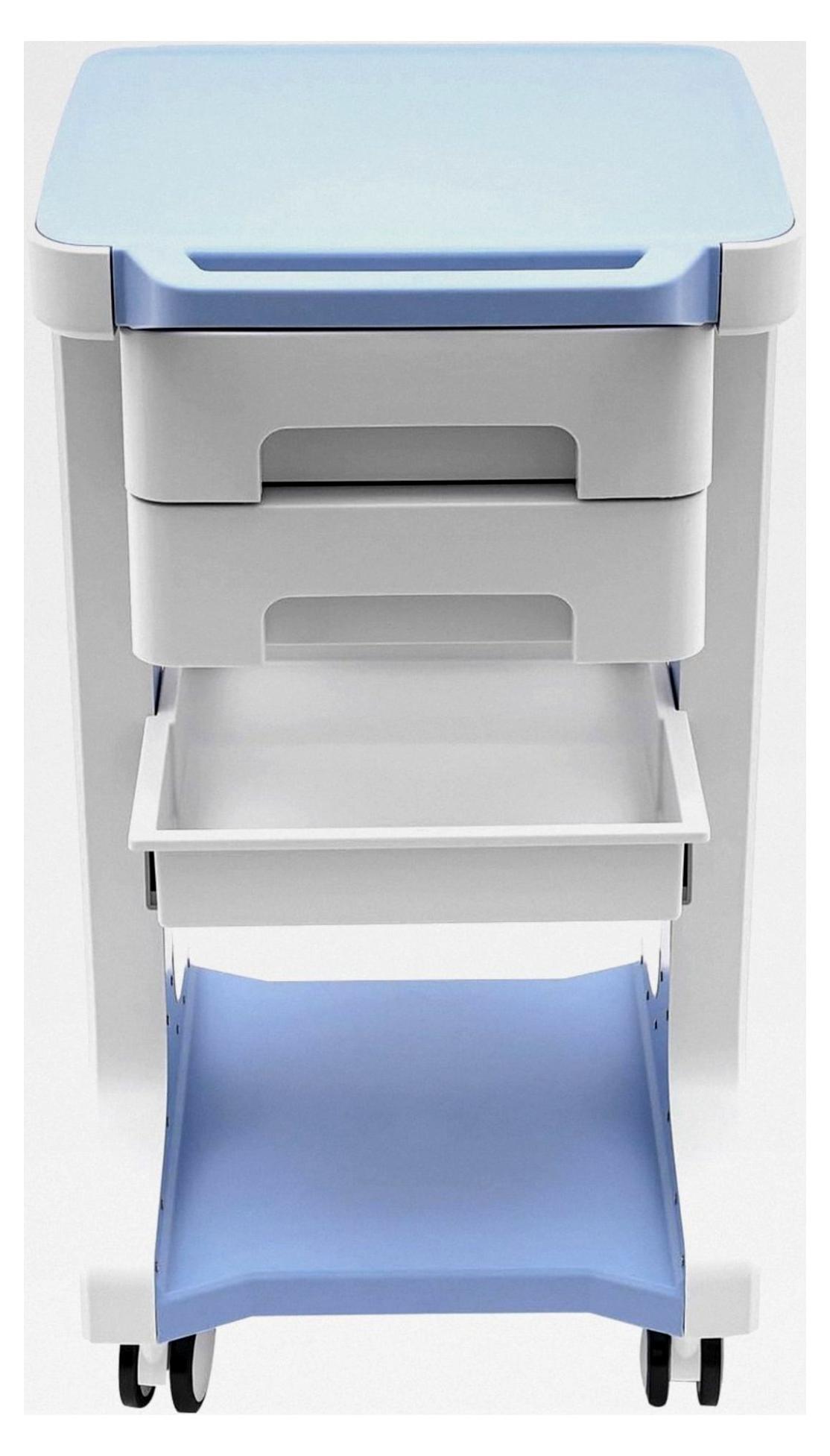 Tragbarer medizinischer Wagen mit 2 Schubladen, Kosmetikwagen, Beauty Salon Trolley mit Rädern, Friseur Rollwagen, Gerätewagen mit Ablagefach, 41 x 41 x 67 cm (Blau)
