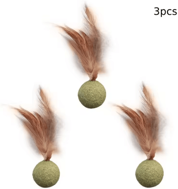 Inspire Picks MintyPaws Edible Catnip Ball Toy Interactive Dental & Chasing Treat For Cats 3pcs