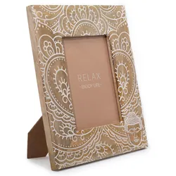 Lrg Mango Wood Picture Frame (for 13x18cm) 28x23x2cm - Buddha - White