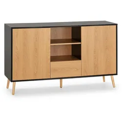 SIDEBOARD Apolo 2 Türen 1 Schublade, Schwarz/Holzfarbe