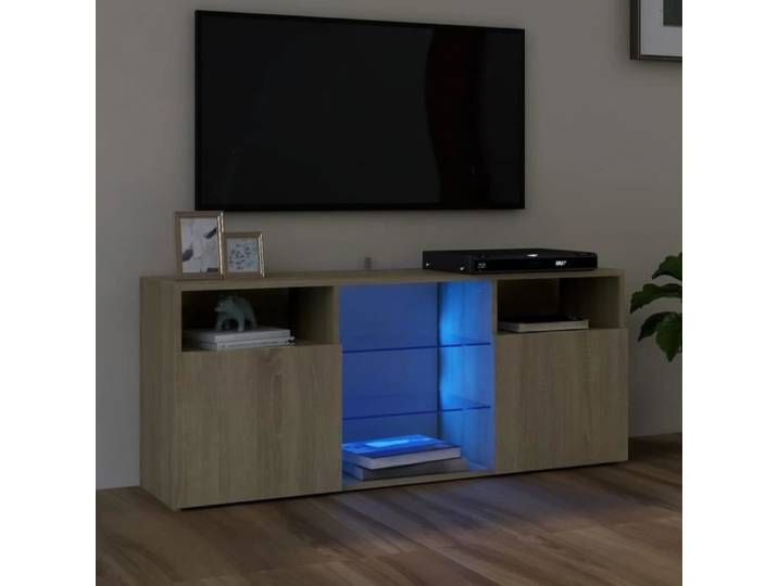 Meuble TV - Viesurchoix - Chêne sonoma - 120x30x50 cm - Lumières LED RVB - Montage facile