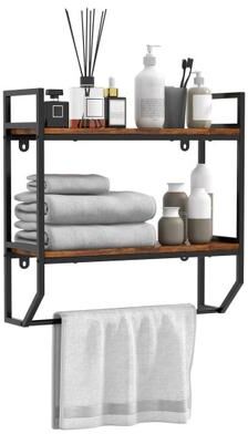 Costway Over the Toilet Shelf Wall Mounted with Metal Frame for Bathroom
