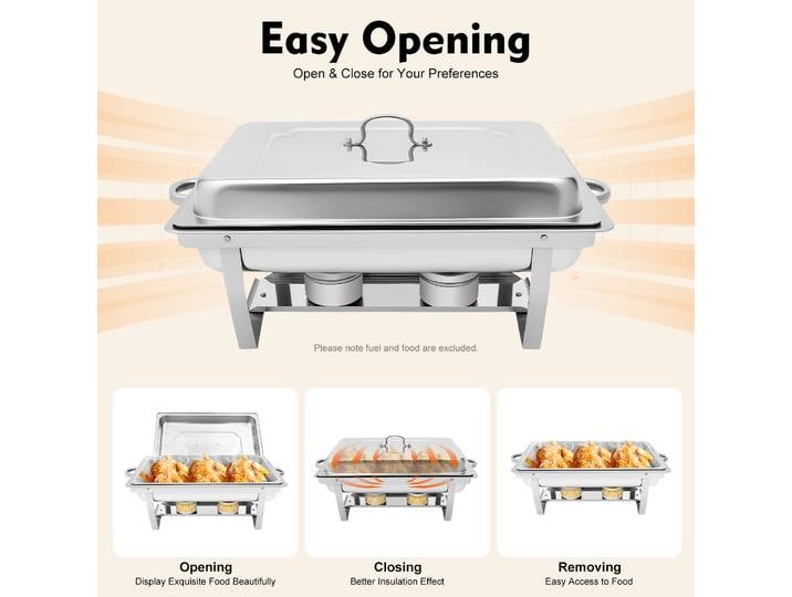 Réchaud alimentaire pour buffet, Plat de service en acier inoxydable, Ensemble de réchauds pour buffet