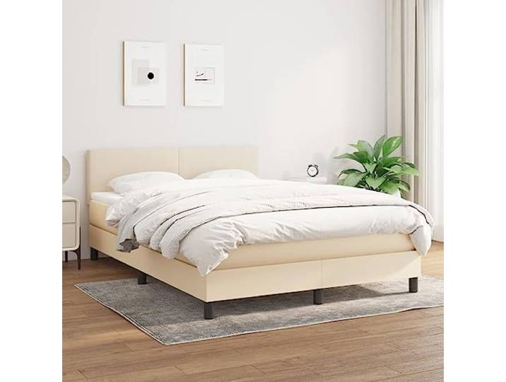 RJPLMFV Lattenrost, Matratze, 140 x 190 cm, cremefarben Atmungsaktiver Stoff, verstellbarer Kopf, Taschenfedern, Rückenstütze, weicher Matratzenschoner