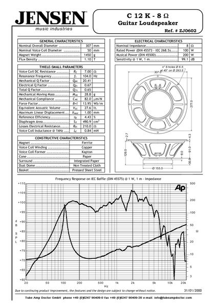 Jensen C12K Ceramic Vintage 8Ohm