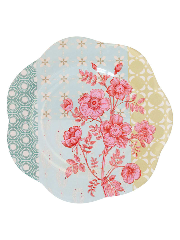 Overbeck and Friends Dessertteller "Sunday-Rose" in Türkis/ Rosa - Ø 22 cm - onesize