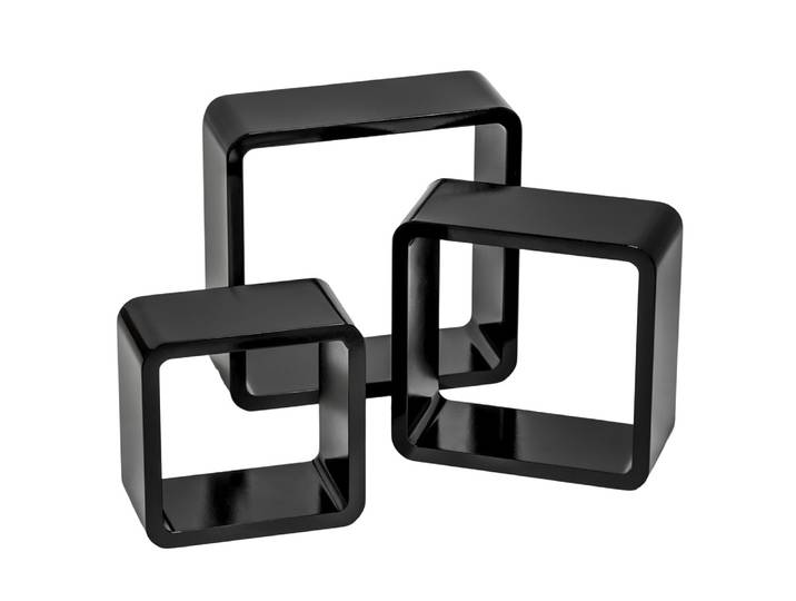 Lot de 3 étagères cube - noir