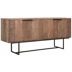 Sideboard Odeon Teak, Massivholz im Industrial Stil, natur, Metallgestell, 185x45x84 cm