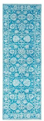 "ECARPETGALLERY Hand-knotted Heritage Turquoise Silk, Wool Rug - 2' 6"" x 7' 8"""