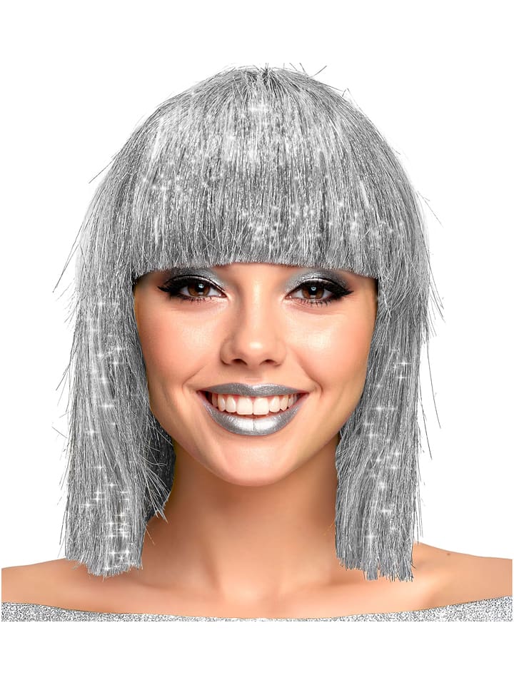 Carnival Party Perücke "Glitzy" in Silber - onesize