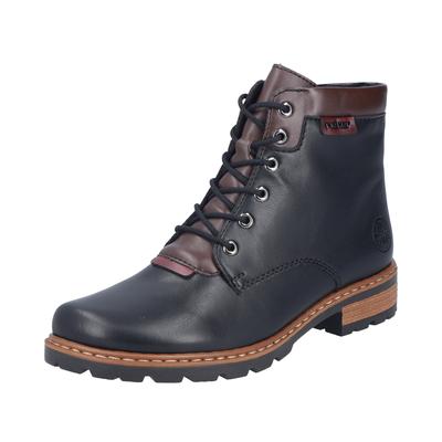 Schnürstiefelette RIEKER, Damen, Gr. 37, schwarz, Lederimitat, Schuhe Schnürstiefelette, Schnürboots, Herbst-Stiefelette in mehrfarbiger Optik