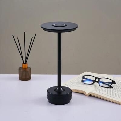 Inspire Select Rechargeable Aluminum LED Table Lamp Touch Sensor Dimmable Wireless Restaurant & Bedside Light black