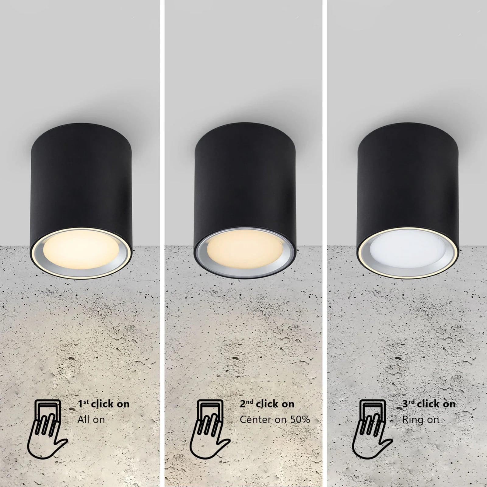 Nordlux Fallon LED-plafondlamp zwart met cilindervorm