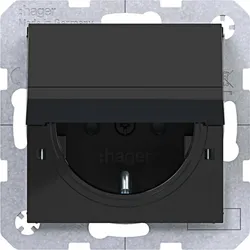 Hager WAS1312BG Steckdose SCHUKO mit Kl.d., Feder, arret., IP44 fähig, SLKL, A/C, n.sw gl