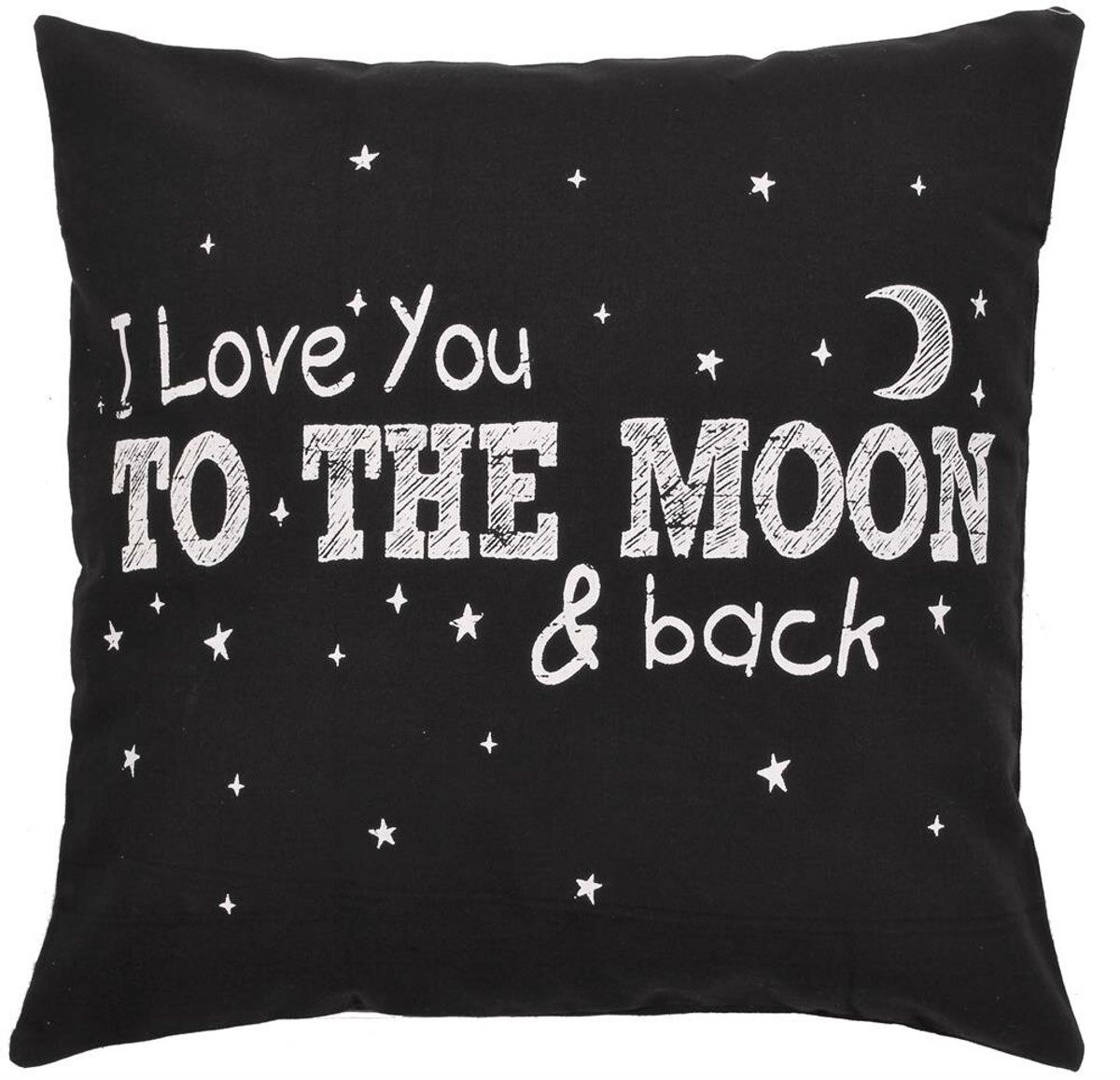 Woonkussen Overtrek I love you to the Moon & back Zwart Wit