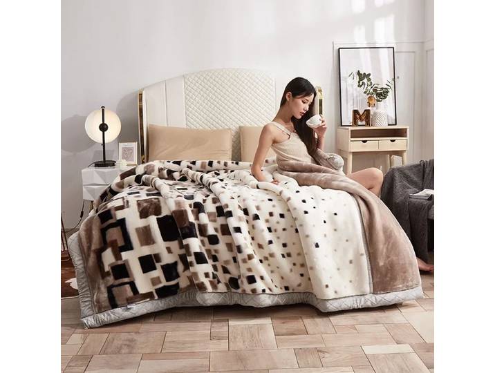 Couvertures Raschel Double couche en fausse fourrure douce et chaude, en vison, épaisse et moelleuse, en peluche microfibre, pondérée pour lits