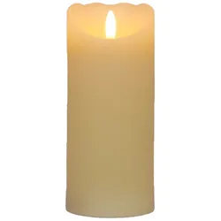 LED Echtwachskerze Elfenbein 6 Stunden Timerfunktion H 12 cm unbewegliche Flamme