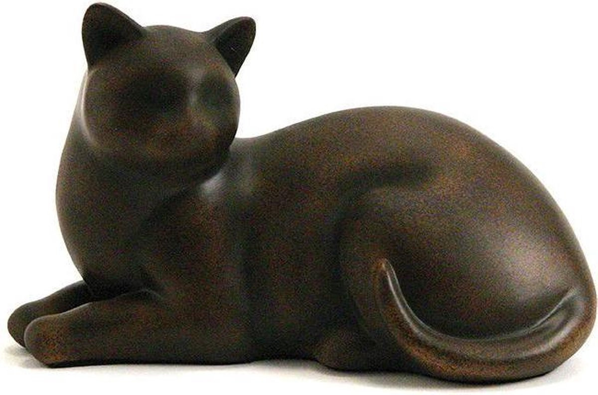 Cozy Cat Tabby Liggend - Katten Asbeeld Dieren Urn voor uw geliefde kat, 0,41 l