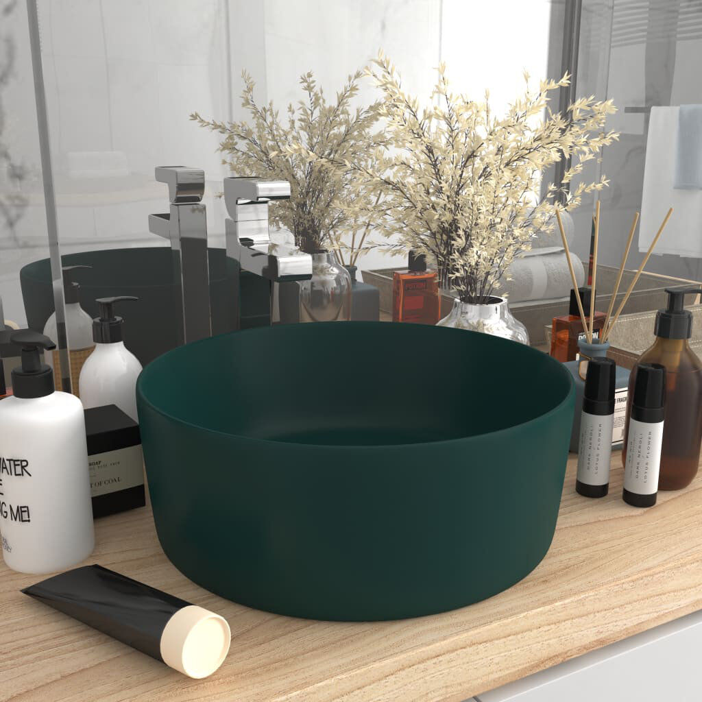 Belfry Bathroom Katha 400mm L x 400mm W Ceramic Circular Sink Dark Green 400mm W