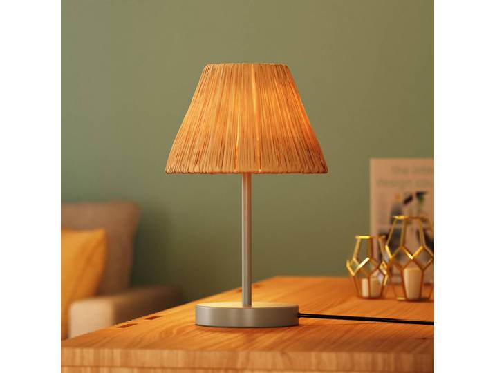 OSRAM Tischlampe Decor Raffia, braun / rost, für Wohn- / Esszimmer, Landhaus / Rustikal, Tischlampe