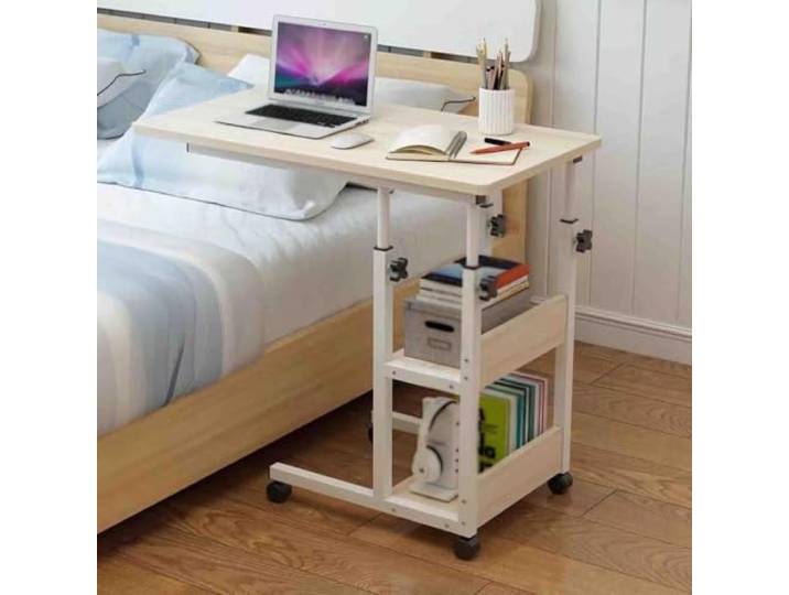 OOPDNEGAK Mobiler Computertisch Mit Rollen Für Studentenwohnheime, Höhenverstellbarer Nachttisch, Beweglicher Beistelltisch Für Den Boden, Für Das Homeoffice/Schlafzimmer(A)