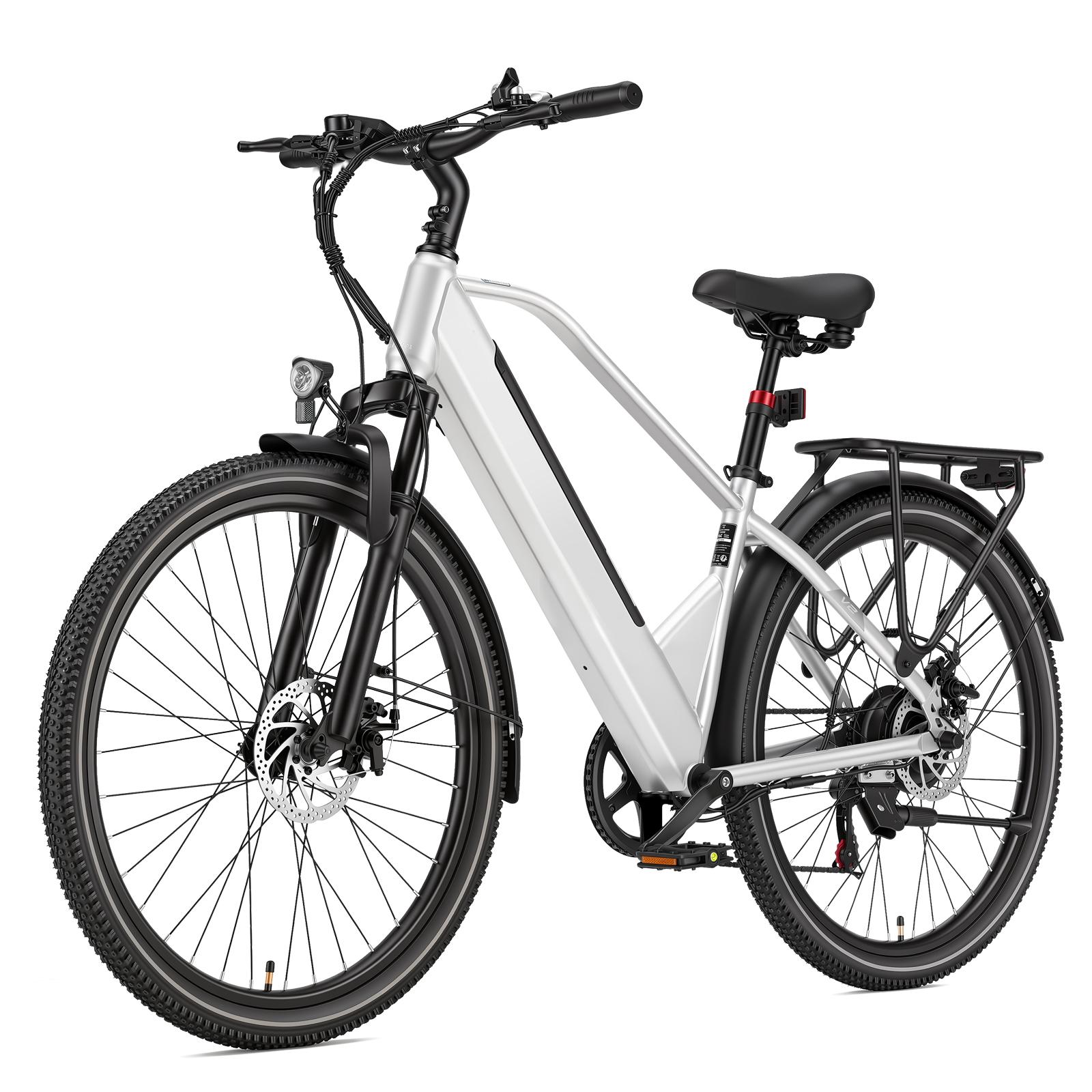 PiXELPiLOT E Bike 26 Zoll, City E-Bikes mit 250W Heckmotor, 36V 14,5Ah 522Wh Akku, Shimano 7-Gang, bis 75 km, Scheibenbremsen, Federgabel