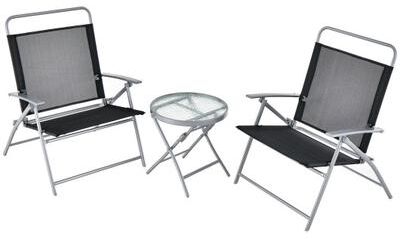 Costway 3 Pieces Patio Folding Chair Set Outdoor Metal Conversation Set
