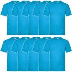 10er Pack Fruit of the Loom Valueweight T-Shirt, azurblau, M