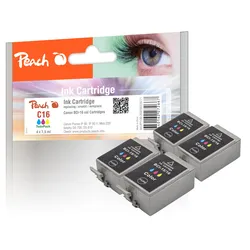Peach Doppelpack 2 Tintenpatronen color kompatibel zu Canon BCI-16C*2, 9818A002