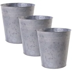 H&D Manufaktur Jinfa drei verzinkte Blumentöpfe Höhe: 16 cm, Ø 22 cm