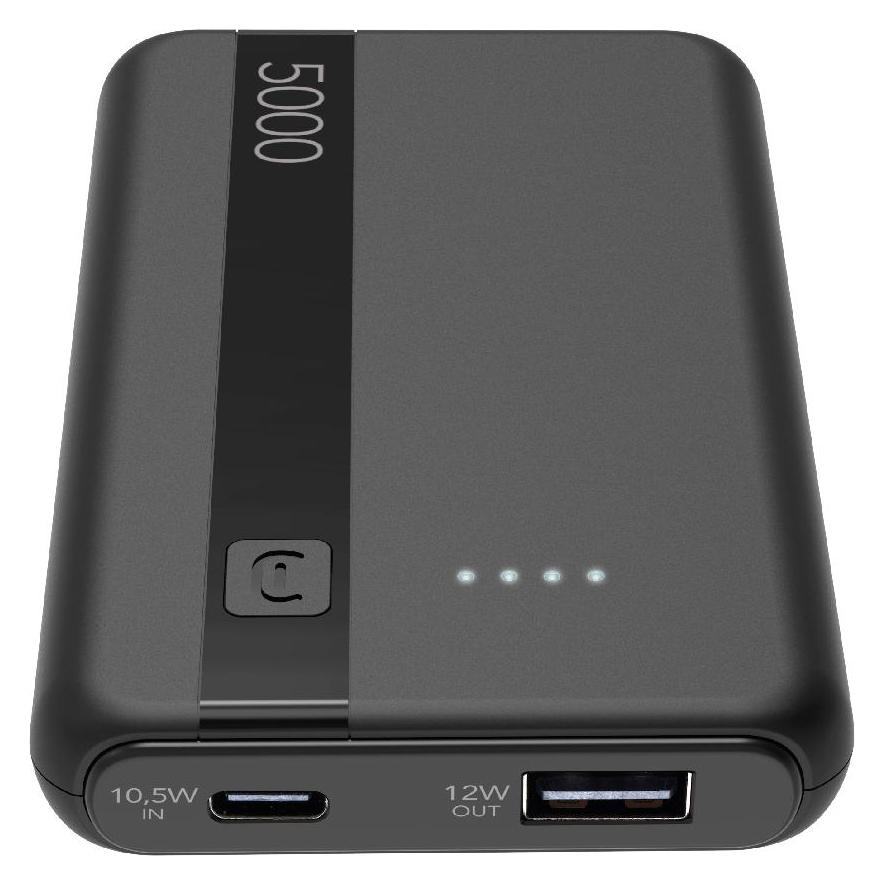 Cellularline Power Bank 5000 - Black (5000 mAh, 12 W, 18.50 Wh) (60932)