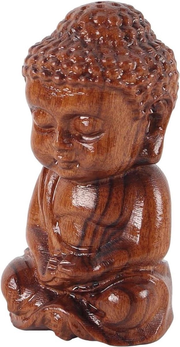 Handgesneden Boeddha Monnik Sculptuur - Decoratief Ornament met Fijne Details voor Tafeldecoratie