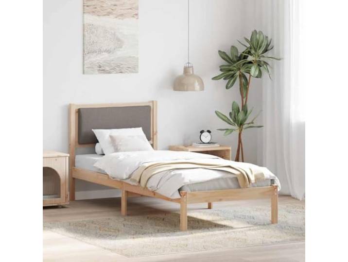 WDGJJFECNMUEHI Massives Kiefernholz Modernes Design 80x200 cm Taupe Bettrahmen mit Kopfteil Taupe 80x200 cm Massives Kiefernholz stabil mit Lattenrost Einzelbett