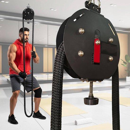 Famanu Kabelzugmaschine Körpertraining - Verstellbare Widerstand bis 30 kg - Schwarz Rot