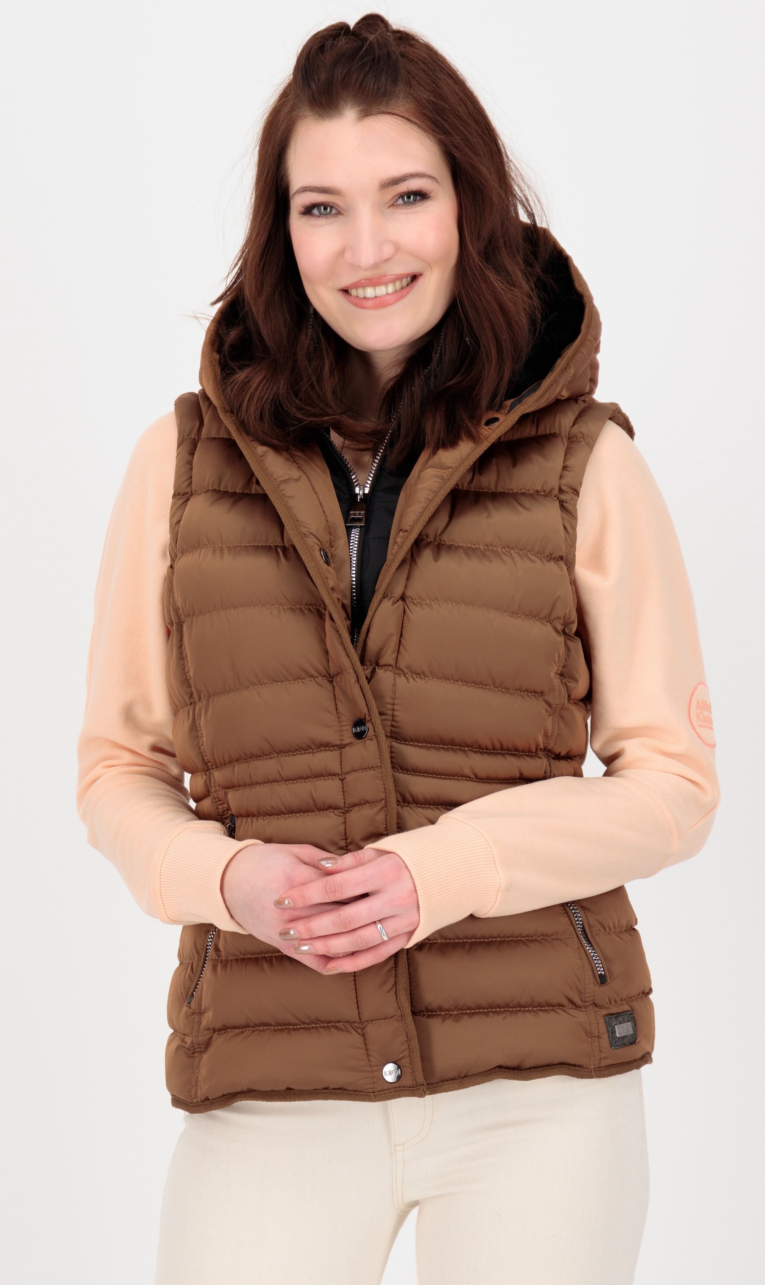 Steppweste LPO "GIMOUR VAIL VEST Women", Damen, Gr. 40/42 (M), braun, Web, 100% Polyester, tailliert hüftbedeckend, Westen Steppweste, zum Wenden braun 40/42 (M)