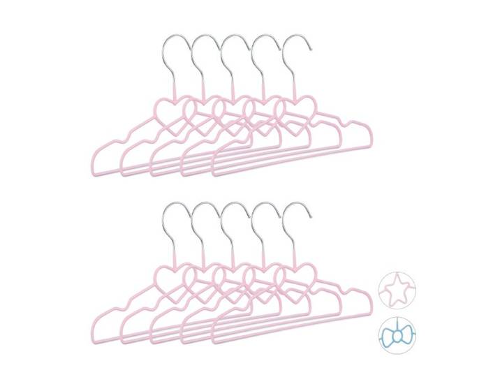 Relaxdays 20 x Kinderkleiderbügel Herz rosa